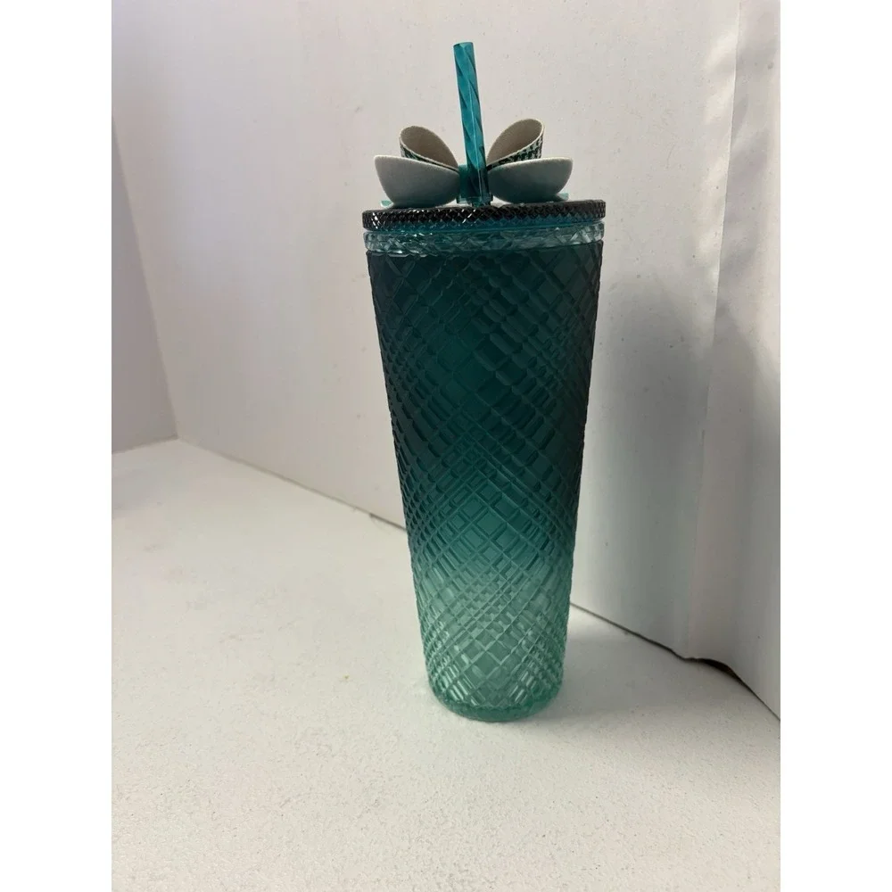 Starbucks‎ 2023 Spring Teal Jeweled Green Blue Ombre Cold Cup Tumbler 24oz